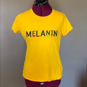 SpreadShirt Melanin Yellow Cotton T-Shirt (Size M)